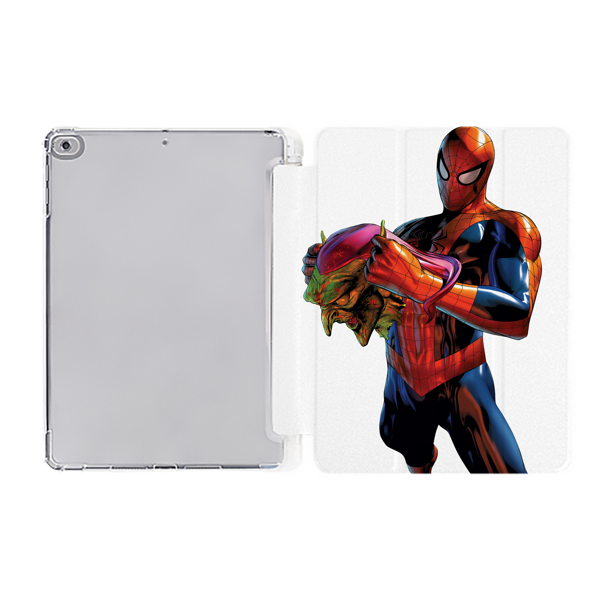 Spider Man スパイダーマン IPad ケース ペン収納付き 三つ折りスタンド PUレザー×シリコン 対応機種9.5/10.5/10.9インチ